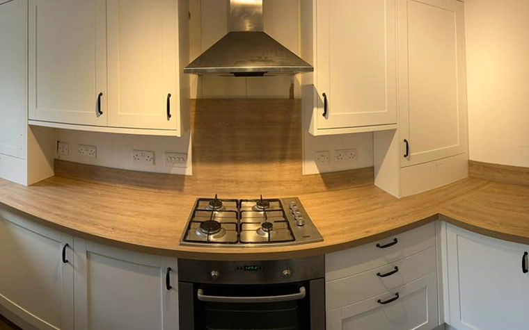 Bespoke in-frame kitchen with island, hand-built by LJB Carpentry in Kent