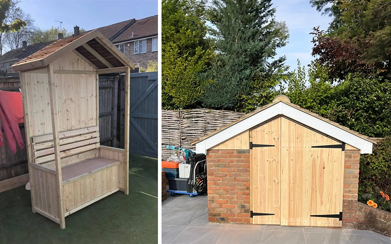Bespoke accoya hardwood garden pergola built by LJB Carpentry in Kent