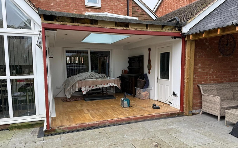 Single-storey rear extension with pitched roof built by LJB Carpentry, Kent
